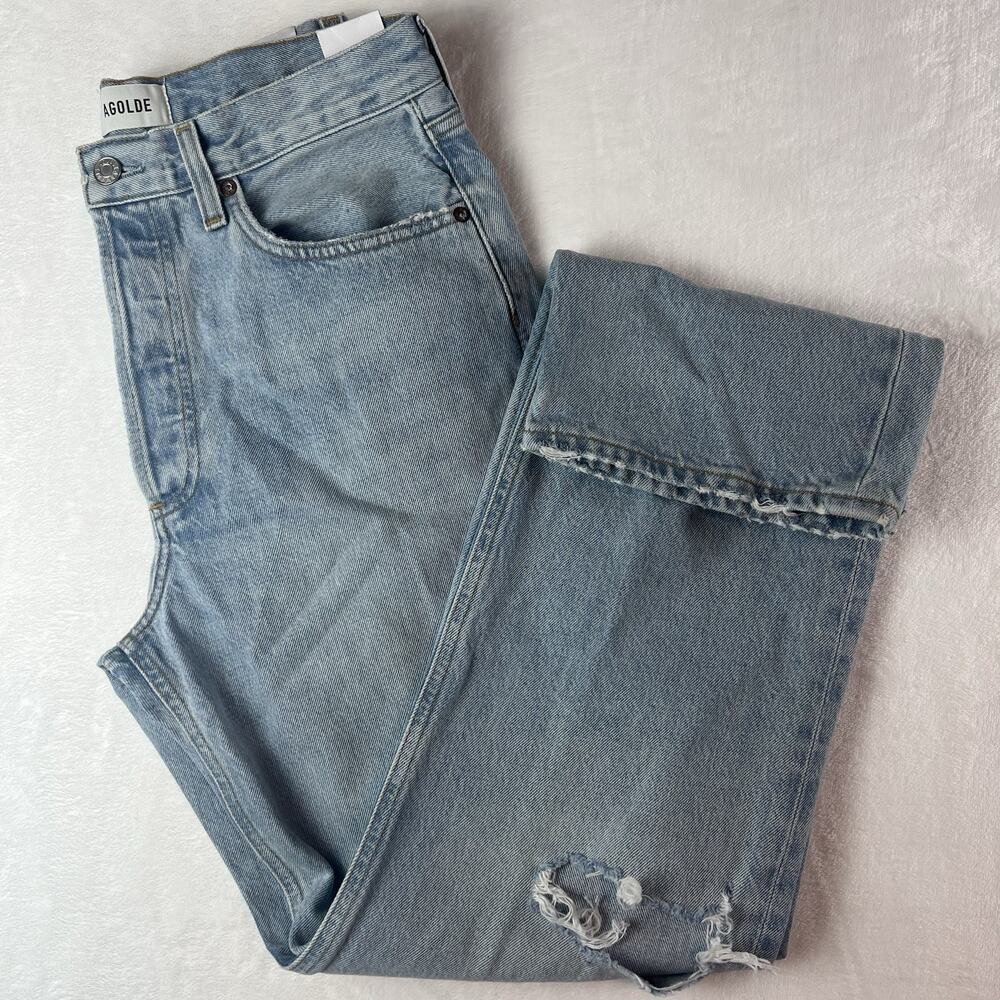 AGOLDE Kelly Jeans Womens 28 High Rise Relaxed Straight Distressed NWT MSRP $238